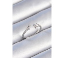 Pirinç Gümüş Renk Zirkon Taş Detay Yıldız Model Kadın Yüzük