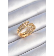 Pirinç Gold Renk Zirkon Taşlı Yılan Model Kadın Yüzük