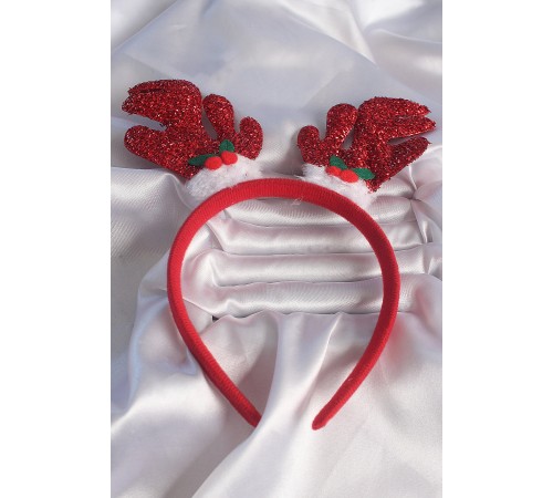 Yılbaşı Temalı Simli Geyik Boynuzu Figürlü Taç