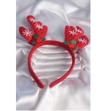 Yılbaşı Temalı Kar Tanesi İşleme Detay Geyik Boynuzu Figürlü Taç