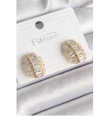 Pirinç Gold Renk Zirkon Taşlı Kaplumbağa Kabuğu Model Kadın Küpe