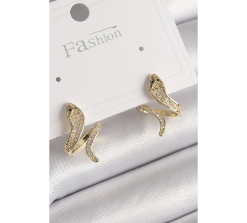 Pirinç Gold Renk Zirkon Taşlı Yılan Model Kadın Küpe Pirinç Gold Renk Zirkon Taşlı Yılan Model Kadın Küpe
