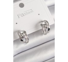 Pirinç Gümüş Renk Zirkon Taşlı Zincir Model Kadın Küpe