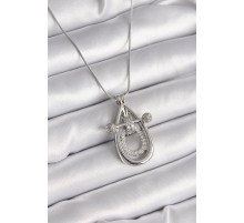 316L Çelik Gümüş Renk Zirkon Taşlı Damla Model Kadın Kolye