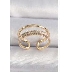 Pirinç Gold Renk Zirkon Taşlı Kadın Yüzük