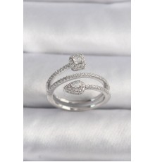 Pirinç Gümüş Renk Zirkon Taşlı Ok Model VIP Seri Kadın Yüzük