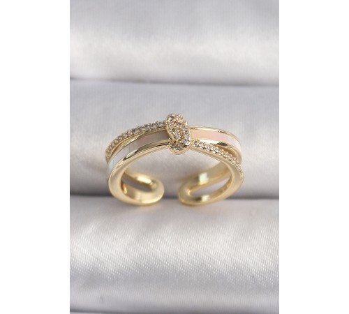 Pirinç Gold Renk Zirkon Taşlı Düğüm Model VIP Seri Kadın Yüzük Pirinç Gold Renk Zirkon Taşlı Düğüm Model VIP Seri Kadın Yüzük