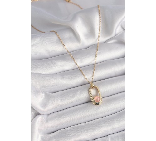 316L Çelik Gold Renk Pembe Kedi Göz Model Kadın Kolye 316L Çelik Gold Renk Pembe Kedi Göz Model Kadın Kolye