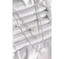 Pirinç Gümüş Renk Ezme İnci Model Çoklu Kadın Kolye