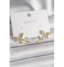 Pirinç Gold Renk Zirkon Taşlı Kelebek Model Kadın Küpe