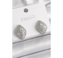 Pirinç Gümüş Renk Zirkon Taş İşlemeli Damla Model Kadın Küpe