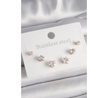 316L Çelik Gold Renk Zirkon Taşlı Yıldız Model Kadın Küpe Seti