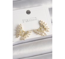 Pirinç Gold Renk Zirkon Taşlı Kelebek Model Kadın Küpe