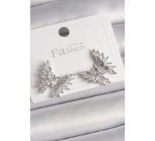 Pirinç Gümüş Renk Zirkon Taşlı Kelebek Model Kadın Küpe