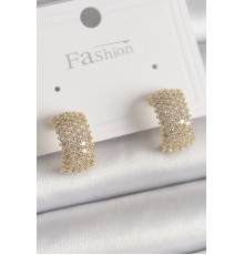 Pirinç Gold Renk Zirkon Taşlı Kadın Küpe