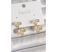 Pirinç Gold Renk Zirkon Taşlı Damla Model Kadın Küpe