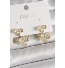Pirinç Gold Renk Zirkon Taşlı Damla Model Kadın Küpe