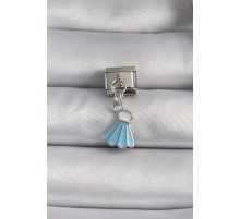 316L Çelik Gümüş Renk Mavi Renk Sallantı Elbise Model Nomination Charm