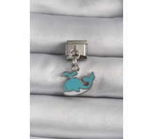 316L Çelik Gümüş Renk Sallantı Mavi Balina Model Nomination Charm