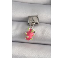 316L Çelik Gümüş Renk Sallantı Ejder Meyvesi Model Nomination Charm