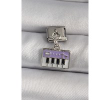 316L Çelik Gümüş Renk Sallantı Mor Piyano Figür Nomination Charm