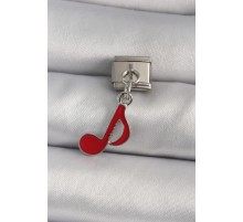 316L Çelik Gümüş Renk Kırmızı Nota Model Nomination Charm