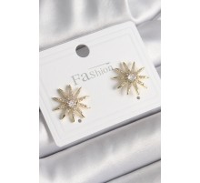 Pirinç Gold Renk Zirkon Taşlı Yıdız Model Kadın Küpe