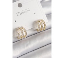 Pirinç Gold Renk Zirkon Taşlı Halka Model Kadın Küpe