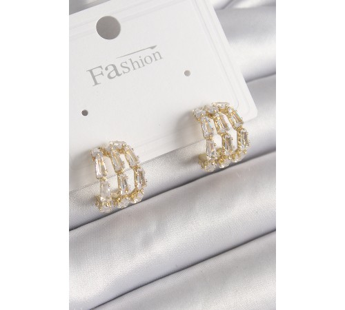 Pirinç Gold Renk Zirkon Taşlı Halka Model Kadın Küpe Pirinç Gold Renk Zirkon Taşlı Halka Model Kadın Küpe
