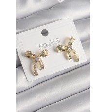 Pirinç Gold Renk Zirkon Taşlı Fiyonk Model Kadın Küpe