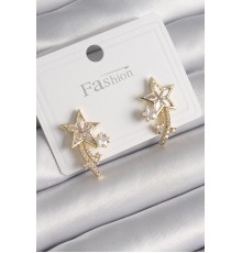 Pirinç Gold Renk Zirkon Taşlı Kuyruklu Yıldız Model Kadın Küpe