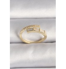 Pirinç Gold Renk Zirkon Taş Detaylı Yılan Model Ayarlanabilir Yüzük