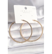 Pirinç Gold Renk Zirkon Taşlı Halka Model Kadın Küpe