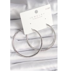 Pirinç Gümüş Renk Zirkon Taşlı Halka Model Kadın Küpe