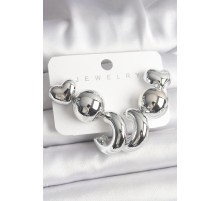 Gümüş Renk Kalp Halka Figür CCB Plastik Kadın Küpe Seti