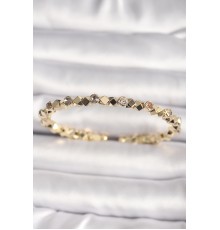 Pirinç Gold Renk Zirkon Taşlı Küp Dorika Model Kadın Bileklik