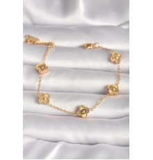 316L Çelik Gold Renk Baby Boy Yonca Model İşleme Detay Kadın Bileklik