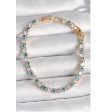 Pirinç Gold Renk Su Yolu Zirkon Taşlı Nazar Boncuklu Kadın Bileklik