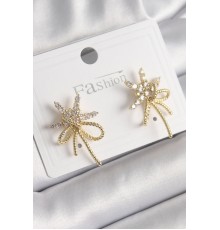 Pirinç Gold Renk Zirkon Taşlı Yıldız Düğüm Model Kadın Küpe