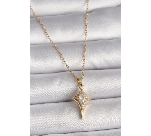 316L Çelik Gold Renk Zincir Zirkon Taşlı Kuzey Yıldızı Model Kadın Kolye 316L Çelik Gold Renk Zincir Zirkon Taşlı Kuzey Yıldızı Model Kadın Kolye