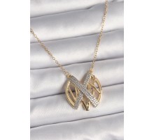 316L Çelik Gold Renk Zirkon Taşlı Vintage Model Kadın Kolye