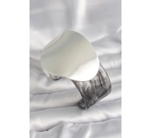 Siyah Mermer Desen Akrilik Pilastik Gümüş Plaka Model Vintage Kadın Bilezik