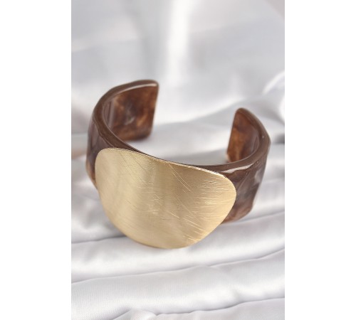 Kahverengi Mermer Desen Akrilik Plastik Gold Daire Plaka Model Vintage Kadın Bilezik Kahverengi Mermer Desen Akrilik Plastik Gold Daire Plaka Model Vintage Kadın Bilezik