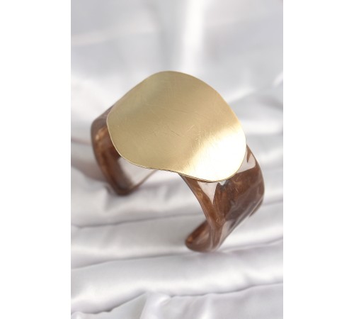 Kahverengi Mermer Desen Akrilik Plastik Gold Daire Plaka Model Vintage Kadın Bilezik Kahverengi Mermer Desen Akrilik Plastik Gold Daire Plaka Model Vintage Kadın Bilezik