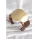 Kahverengi Mermer Desen Akrilik Plastik Gold Daire Plaka Model Vintage Kadın Bilezik
