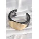 Siyah Mermer Desen Akrilik Plastik Gold Oval Plaka Model Vintage Kadın Bilezik