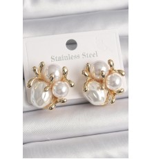 Pirinç Gold Renk İnci Tomurcuk Model Kadın Küpe