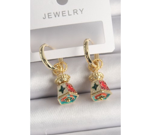 Pirinç Gold Renk Renkli Vintage Çin Emaye Model Kadın Küpe Pirinç Gold Renk Renkli Vintage Çin Emaye Model Kadın Küpe