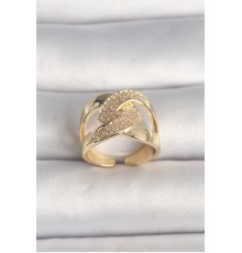 Pirinç Gold Renk Ayarlanabilir Zirkon Taşlı Kadın Yüzük