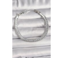 Pirinç Gümüş Renk Zirkon Taşlı Su Yolu Model Kadın Bileklik